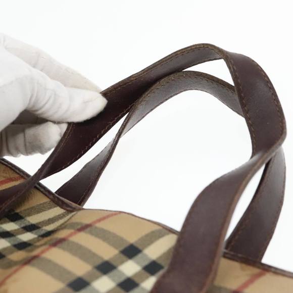 BURBERRY Nova Check Hand Bag PVC Beige Auth 93196 - Picture 8 of 16